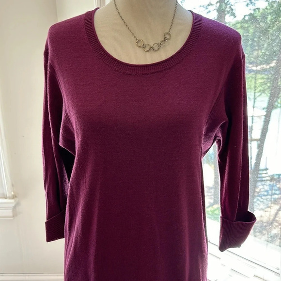 Garnet Hill Merino Wool Sweater Dress, Size Small, Berry Color, EUC - Picture 2 of 7